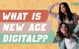 New Age Digital” visuals and branding from nadTV against a vibrant backdrop