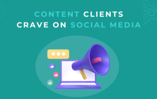 Displaying a purple megaphone and various social media icons