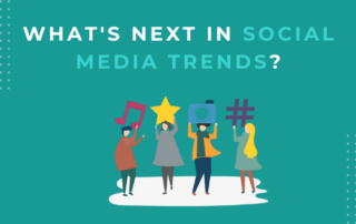 Trend-focused branding in a teal social media spotlight layout.